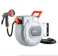 VEVOR Retractable Garden Hose Reel, 1/2 in x 50 ft, Wall Mounted, 9-Function Sprayer Nozzle and 180&deg; Swivel Bracket, Any Length Lock, Automatic Slow Rewind System