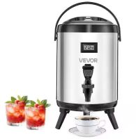 VEVOR Insulated Beverage Dispenser 1. 5Gal, Stainless Steel with Spigot & Temp Display