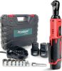 AOBEN Cordless Electric Ratchet Wrench Set, 3/8" 12V Power Ratchet Tool Kit With 2 Packs 2000mAh Lithium-Ion Battery And Charger