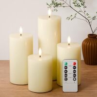 Set of 4 Flameless Candles, Real Wax Battery Operated Candles