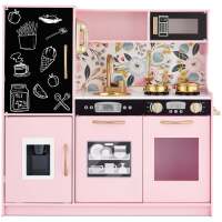 Wooden Play Kitchen for Kids with Accessories, Pretend Cooking Set, Ages 3+