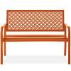 Indoor Outdoor Steel Bench w/ Geometric Backrest, Foot Levelers