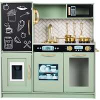 Wooden Play Kitchen for Kids with Accessories, Pretend Cooking Set, Ages 3+