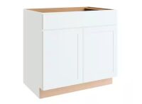 Hampton Bay Courtland 36 in. W x 24 in. D x 34.5 in. H Assembled Shaker Base Kitchen Cabinet in Polar White