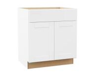 Hampton Bay Shaker 30 in. W x 24 in. D x 34.5 in. H Assembled Base Kitchen Cabinet in Satin White
