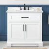 HDC Doveton 36 in. Single Sink Freestanding White Bath Vanity with White Engineered Marble Top
