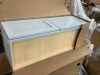 Hampton Bay Courtland 36 in. W x 12 in. D x 12 in. H Assembled Shaker Wall Bridge Kitchen Cabinet in Sterling Gray - Moisture Damage on Side