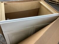 Hampton Bay Courtland 36 in. W x 24 in. D x 34.5 in. H Assembled Shaker Sink Base Kitchen Cabinet in Polar White