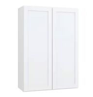 Hampton Bay Courtland 30 in. W x 12 in. D x 42 in. H Assembled Shaker Wall Kitchen Cabinet in Polar White