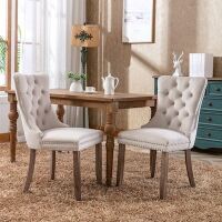 High Back Velvet Upholstered Dining Chairs with Nailhead Trim, 2 Pack