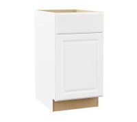 Hampton Bay Hampton 18 in. W x 24 in. D x 34.5 in. H Assembled Double Trash Can Base Kitchen Cabinet in Satin White