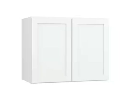 Hampton Bay Courtland 30 in. W x 12 in. D x 18 in. H Assembled Shaker Wall Bridge Kitchen Cabinet in Polar White