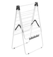 2-Tier Foldable Laundry Dryer Rack with 21 Drying Rods, Sock Clips, Metal Height-Adjustable, White