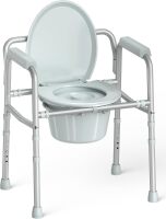 HOMLAND 3-in-1 Bedside Commode Toilet with Sturdy Dual-Crossbar, 350lb | Height Adjustable, Portable Toilet with 7.5Qt Potty Bucket, Tool-Free Assembly, Stable Potty Chair for Adults and Seniors