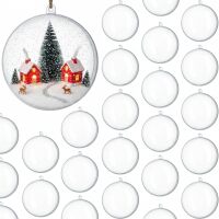 Vinsot 60 Pcs Christmas Clear Plastic Fillable Ornaments Balls 3.15''/80mm DIY Craft Transparent Baubles Christmas Tree Hanging Ornament Decorations for Birthday Wedding Valentine Decor