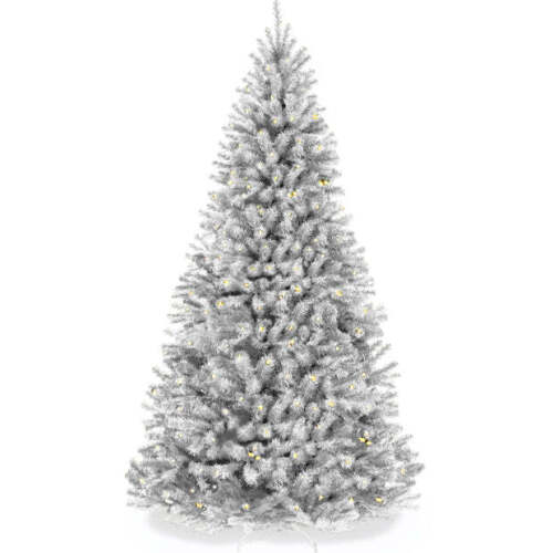 Pre-Lit Artificial White Spruce Christmas Tree, w/Easy Assembly