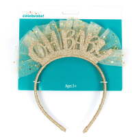 Way to Celebrate! "Oh Baby" Gold Plastic Head Bopper, Baby Shower Occasion, 8-Pack