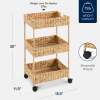 3-Tier Water Hyacinth Rolling Utility Cart w/ Weaved Baskets - 2