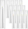 12 Pcs Hurricane Glass Candle Holders 2.5 x 14 Open Ended Tube Ribbed Shade Bottomless Chimney Cylinder Taper Candle Cover for Wedding Anniversary Home Table Centerpiece