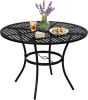 VINGLI 42" Round Outdoor Dining Table wiht Umbrella Hole