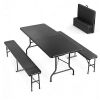 VINGLI 3-Piece Folding Furniture with 6 Feet Picnic Table Set and 2 Benches