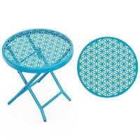 VINGLI Patio Folding Side Table with Everlasting Floral Pattern and Sturdy X-Shaped Metal Frame