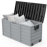 VINGLI 75 Gallon Lockable Plastic Outdoor Storage Box with Lid and Wheels