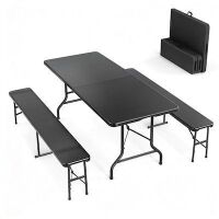 VINGLI 3-Piece Folding Furniture with 6 Feet Picnic Table Set and 2 Benches