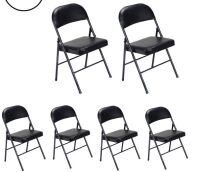6 Pack Folding Chairs Cushioned Padded Seat Metal Frame