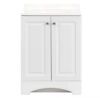 Glacier Bay 25 in. Single Sink White Freestanding Bath Vanity with White Cultured Marble Top