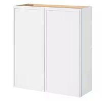 Hampton Bay Leyton 33 in. W x 12 in. D x 36 in. H Ready to Assemble Plywood Shaker Slim Wall Kitchen Cabinet in Alpine White