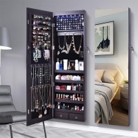 AOOU 47" Wall Mounted Full&nbsp;Mirror Lockable Jewelry&nbsp;Organizer