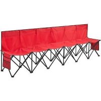 Yaheetech Red 6 Seats Portable Folding Bench with Backrest and Side Pockets