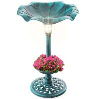 Solar Lighted Bird Bath w/ Planter