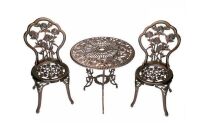 Cast Aluminum Bistro Patio Set, 3 pc, Bronze Rose