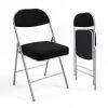 VINGLI 2 Pack Metal Folding Chair with Padded Seats Durable Corduroy Fabric Seat and Back Black