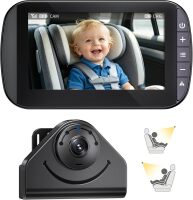 Wireless Baby Car Camera Monitor &ndash; 1080P HD Rear Seat Camera, 4.3&rdquo; IPS Screen, 120&deg; Wide Angle, IR-Cut Night Vision, USB & Battery Powered Plug and Play, for New Parents Infant Toddler Safety Driving