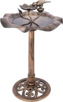 Bird Baths for Outdoors, Polyresin Birdbaths Lightweight Antique Outdoor Garden Bird Bath Copper