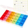 Pill Organizer, Large Medicine Pill Organizer Box, Weekly Pill Case Container,4 Times a Day Pill Holder 7 Day, for Vitamin Travel Work, 4-Pack