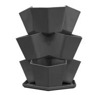 Vigoro Medium Slate Black Plastic 3-Tier Stacked Planter with Drainage Holes (15 in. L x 6 in. W x 16.5 in. H). Cracked base