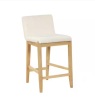 Nathan James Gracie 24 in. Modern Counter Height Wood Bar Stool w/ Back, Textured Linen Upholstery, Cream Boucle/Warm Pine