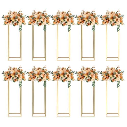 Gold Metal Flower Stand Centerpieces, 10 pack