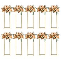Gold Metal Flower Stand Centerpieces, 10 pack