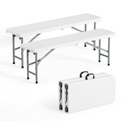 VINGLI 4 FT Set of 2 Plastic Folding HDPE Bench