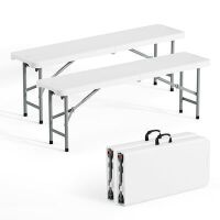VINGLI 4 FT Set of 2 Plastic Folding HDPE Bench
