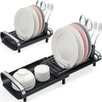 KINGRACK Dish Rack,Expandable Dish Drying Rack for Kitchen Counter,Black