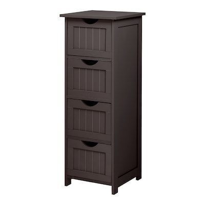 VINGLI 12W x 32H Skinny Bathroom Floor Storage Cabinet with 4 Drawers