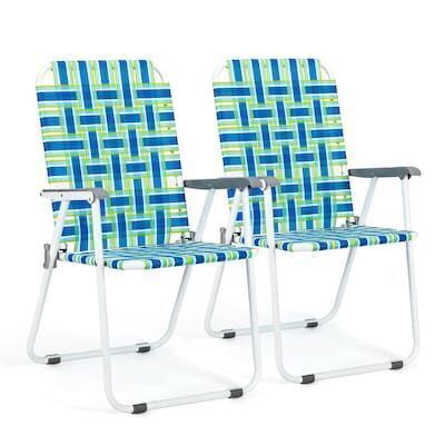 VINGLI Classic 2 Pack Blue Metal Lawn Chair