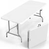 VINGLI 6FT White Plastic Collapsible Long Table