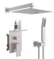 Rainfall Single Handle 1-Spray Shower Faucet with Square Shower Head, Pressure Balance